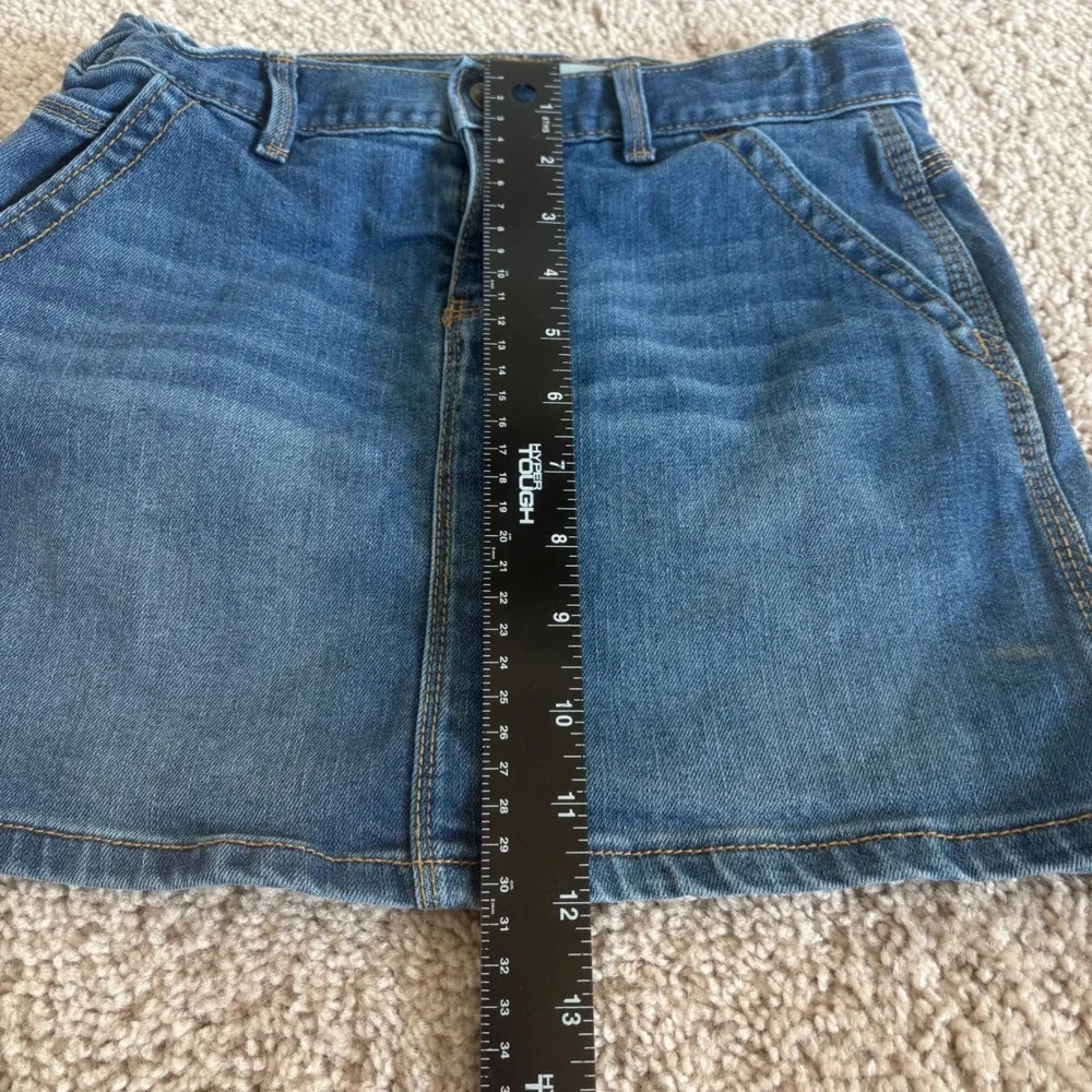 OshKosh B'Gosh Girls Blue Denim Skirt Kids Sz 12 Classic Pockets Back & Front‎